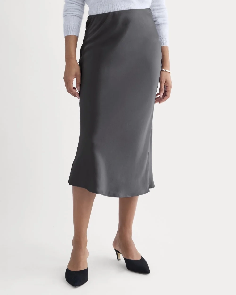 Slip Skirt in Silk Charmeuse | Graphite (6)