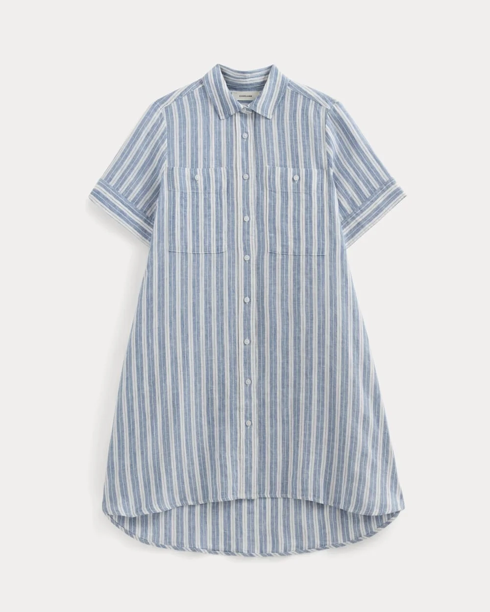 The Daytripper Dress in Linen | Soft Cobalt/Bone (3)