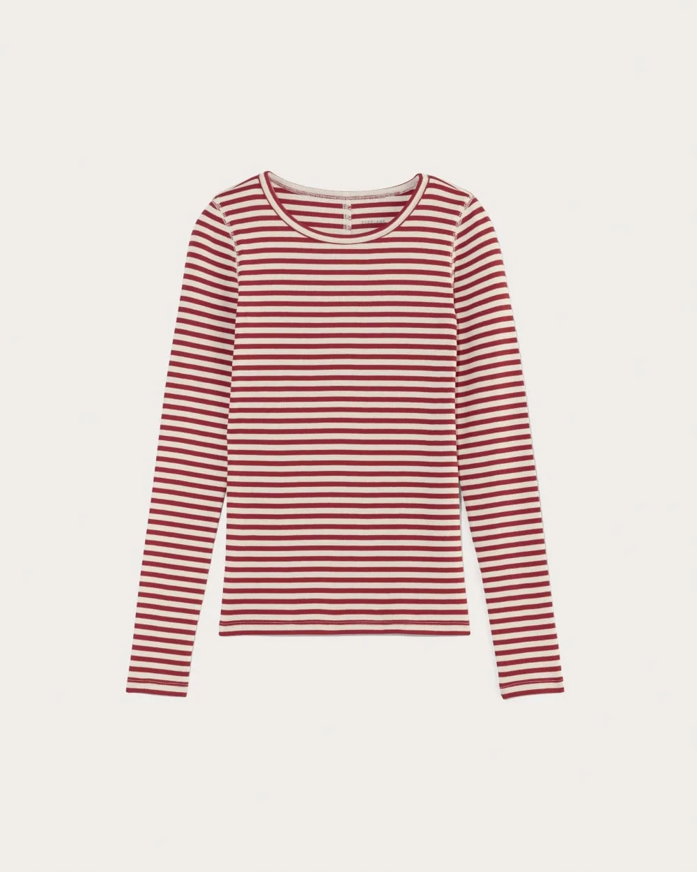 The Luxe Rib Long-Sleeve Crew | Bone / Berry Red (5)