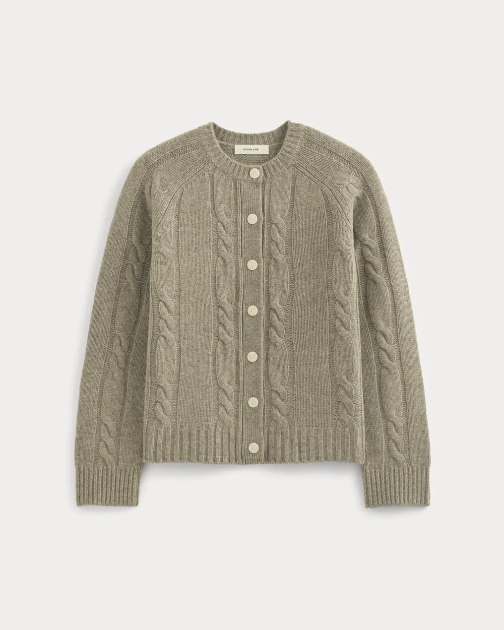 Cable Cardigan in Extrafine Luxe Merino | Heather Soft Taupe (4)
