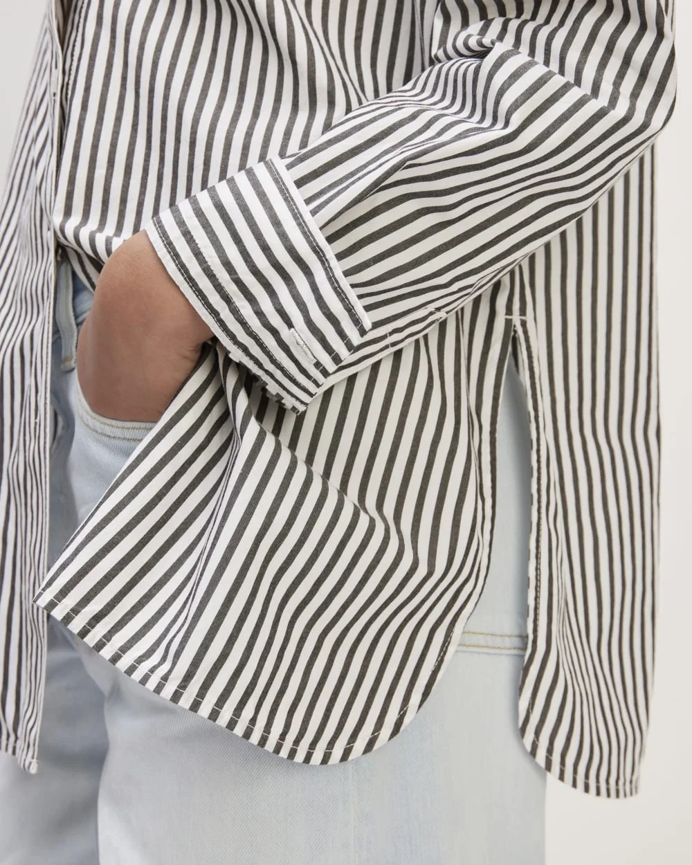 The Supima® Cotton Boyfriend Shirt | Optic White / Black (3)