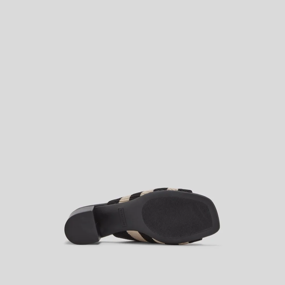 The Glove Mule in ReKnit | Black/ Parchment Stripe (4)
