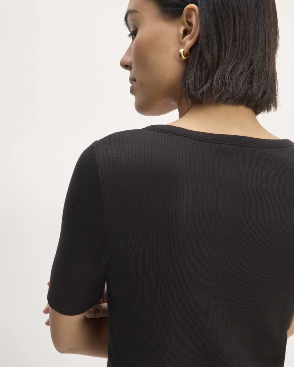 The Vintage Rib Scoop-Neck Top | Black (4)