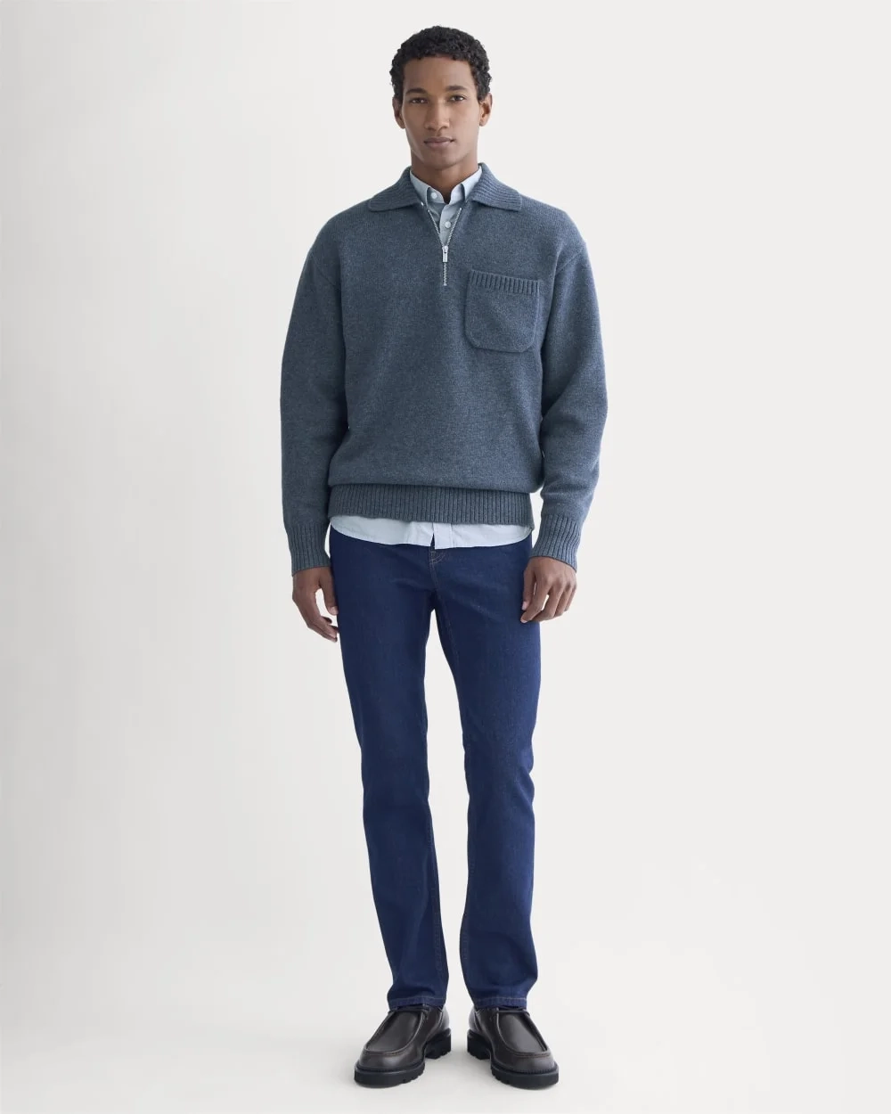 Luxe Merino Quarter-Zip Pullover | Heather Midnight Navy (3)