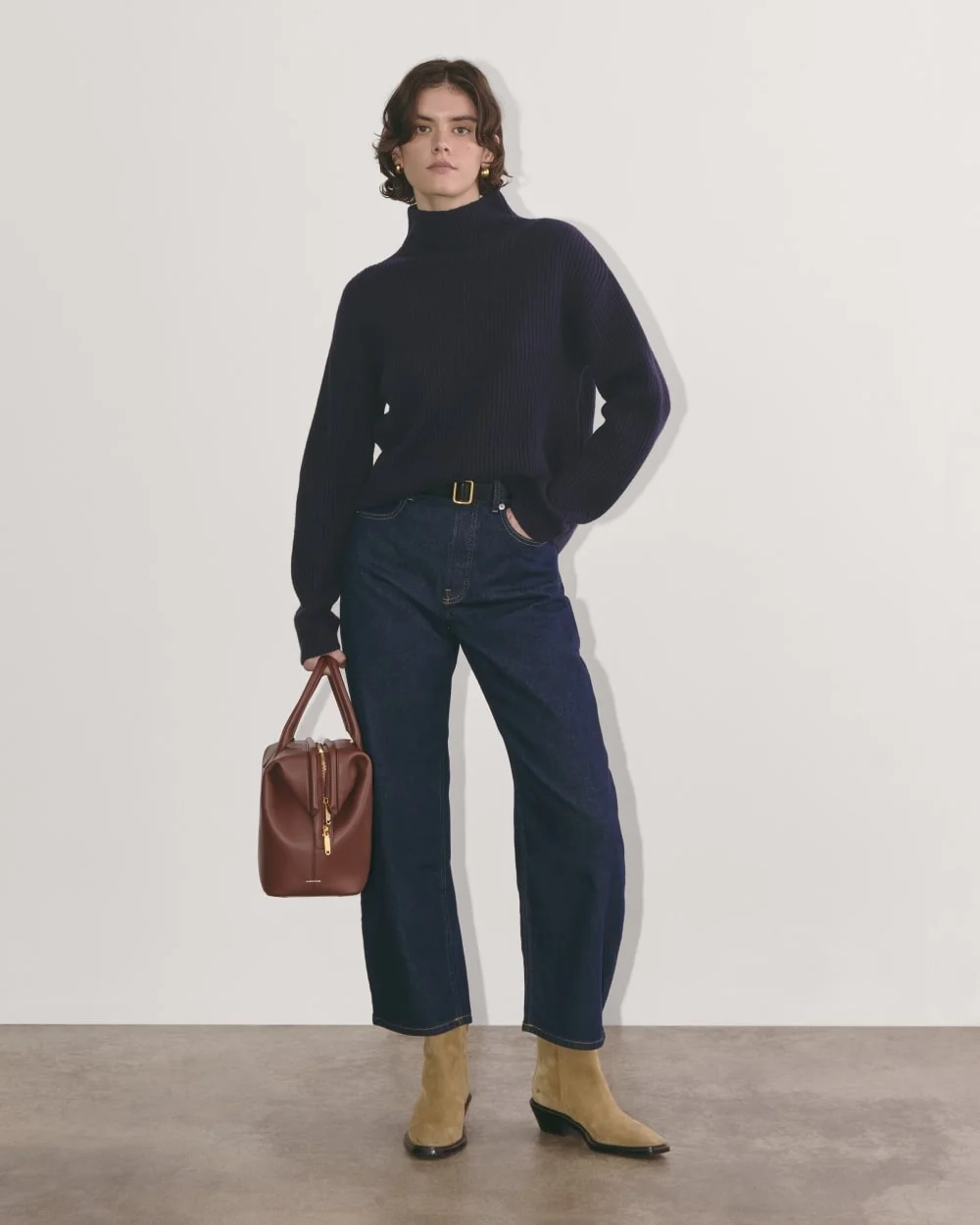 The Fisherman Turtleneck in Wool Cashmere | Navy (5)