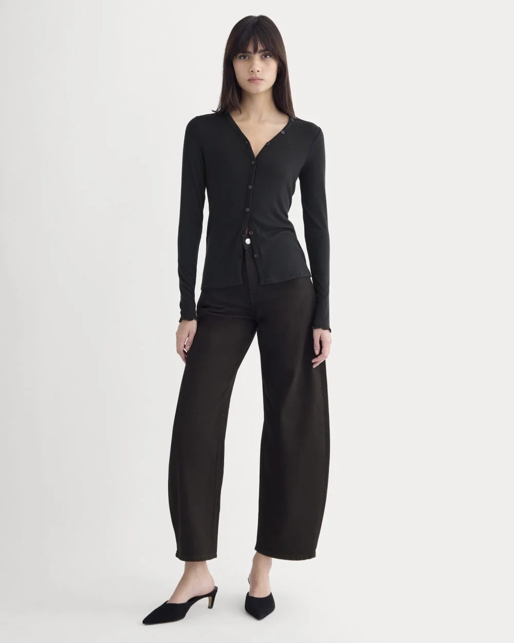 Sheer V-Neck Cardigan in Butterluxe | Black (5)