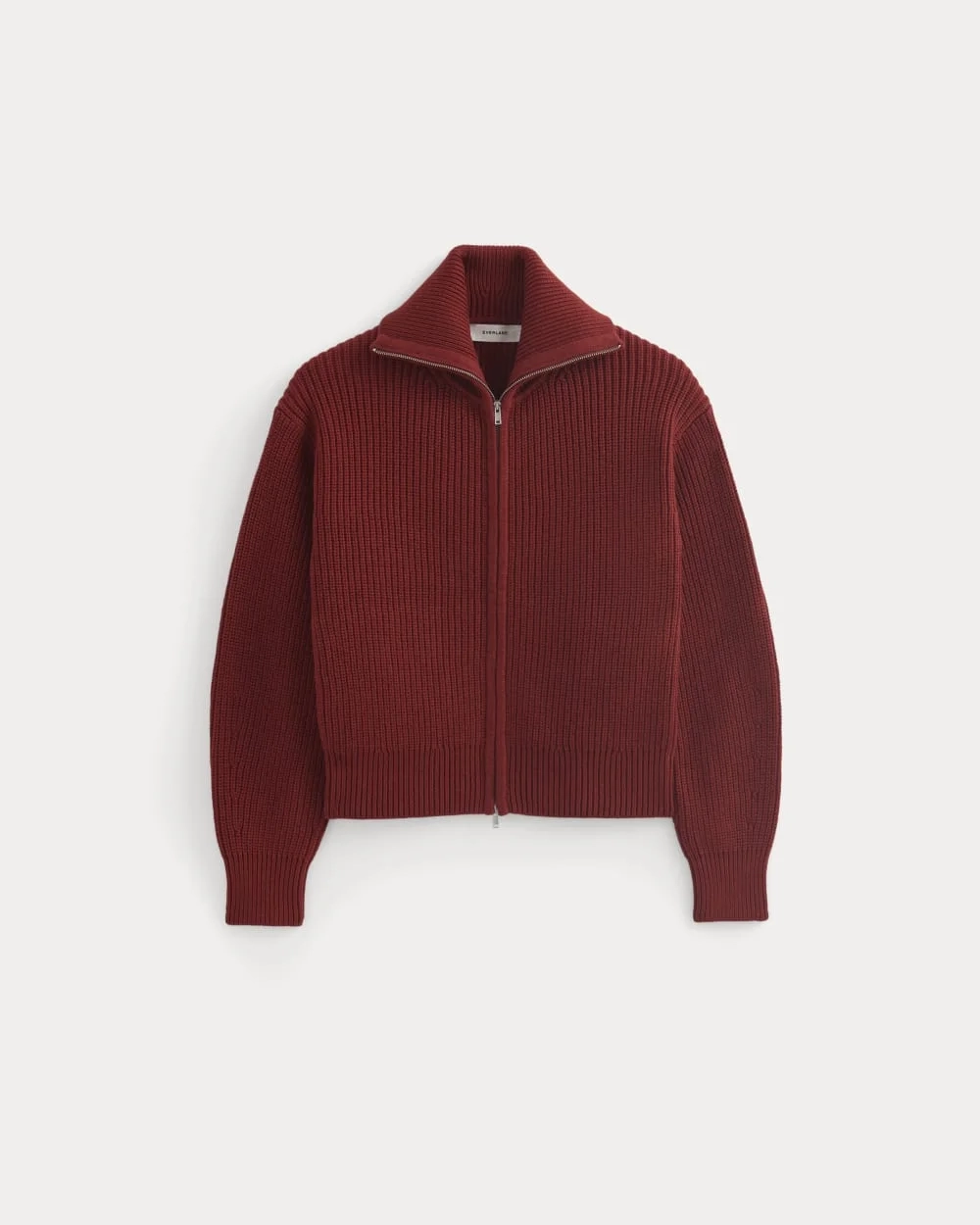 The Full-Zip Sweater in Everyday Cotton | Merlot (3)