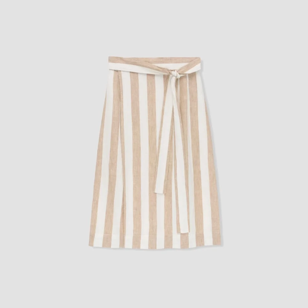 The Linen Wrap Skirt | Bone / Caramel (4)