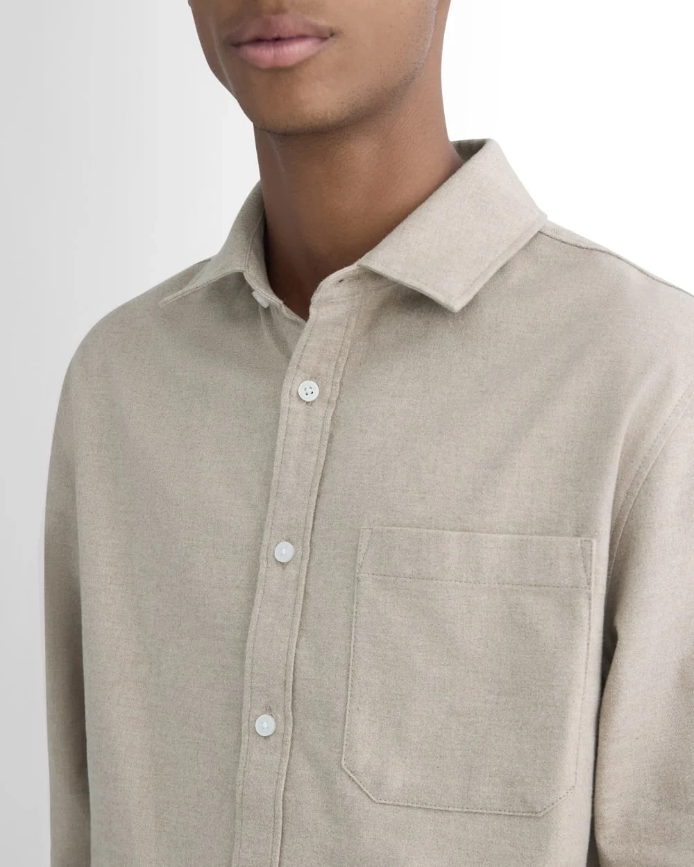 Brushed Flannel Shirt | Heathered Oatmeal (4)