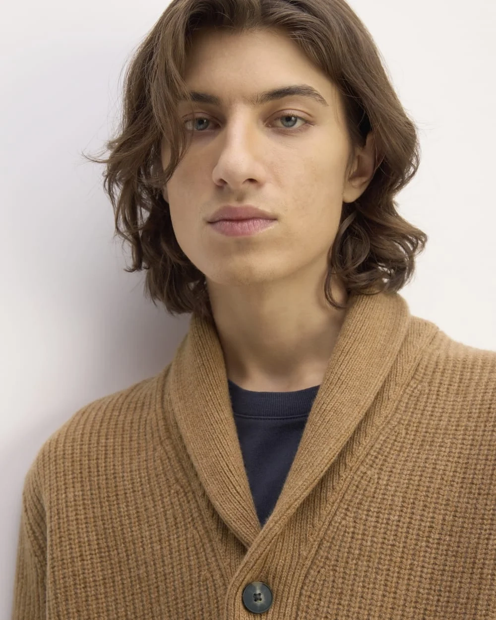 The Felted Merino Shawl Collar Cardigan | Deep Camel (5)