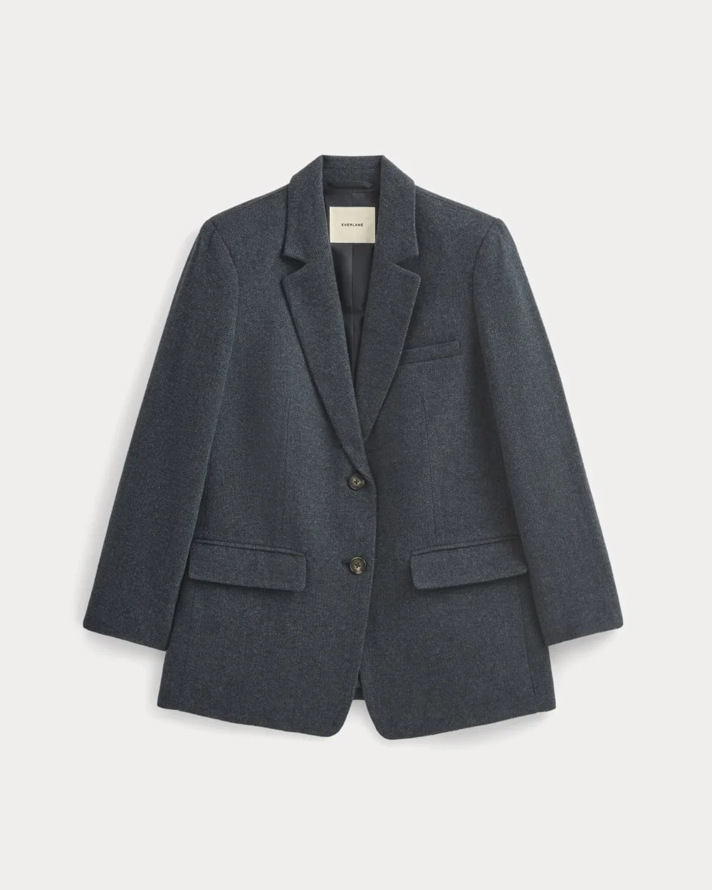 The Oversized Blazer in Wool | Navy Herringbone (3)