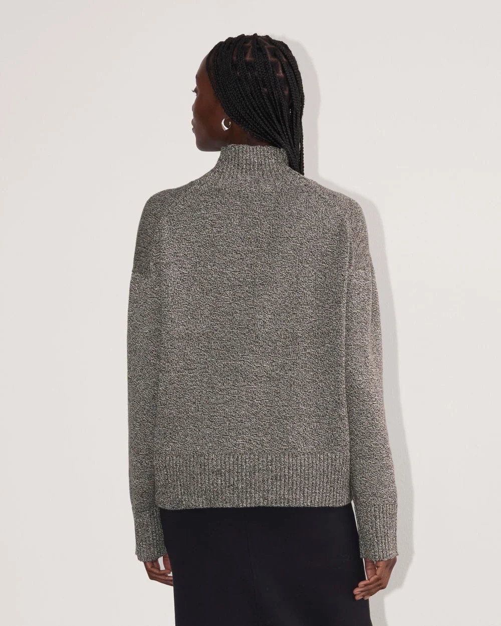 The Boxy Turtleneck in Everyday Cotton | Canvas / Black Twist (4)