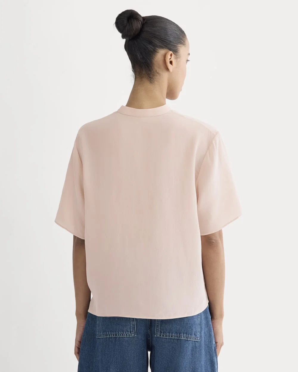 The Popover Top in Washable Silk | Soft Rose (3)