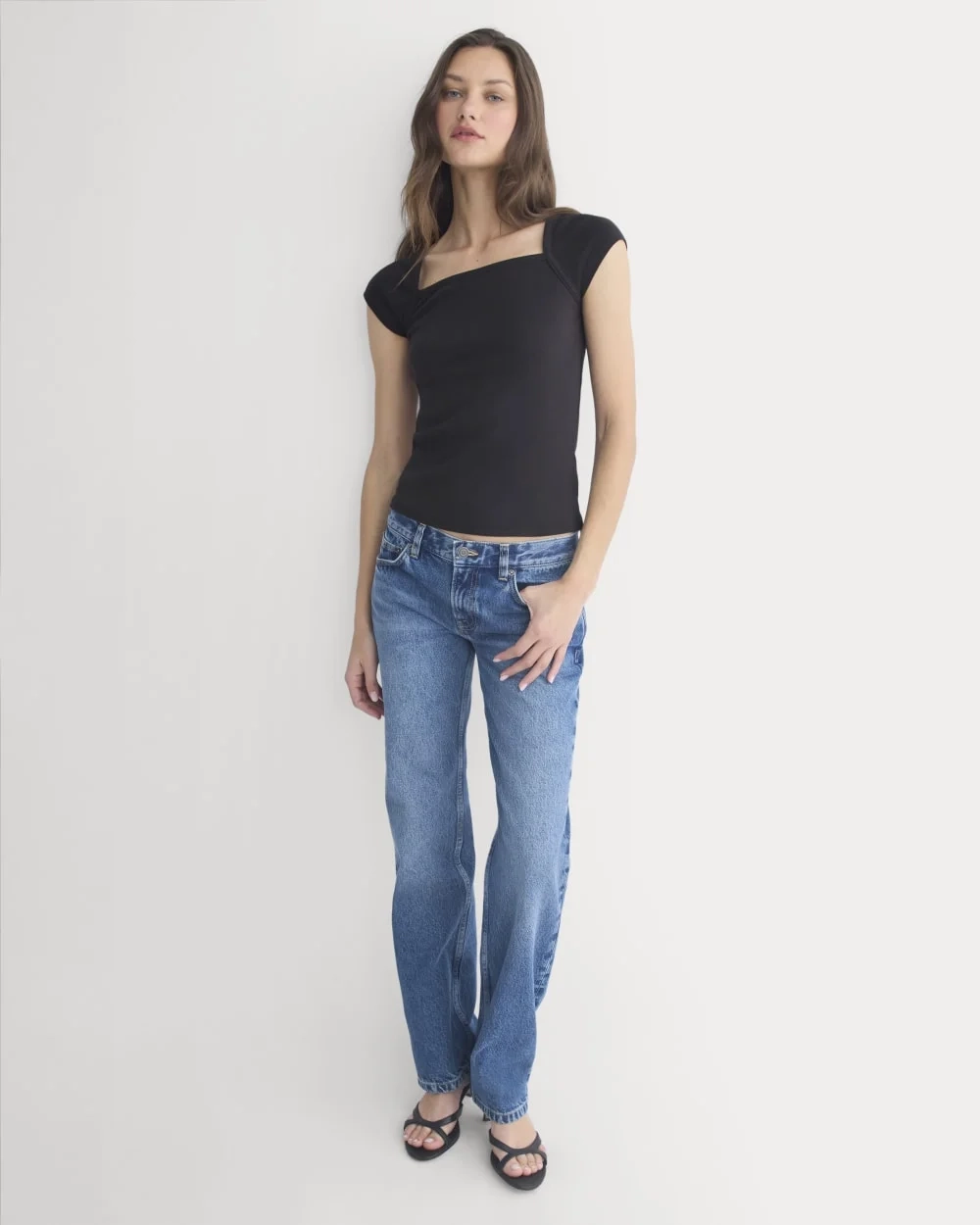 RetroSoft Cotton Square-Neck Tee | Black (4)