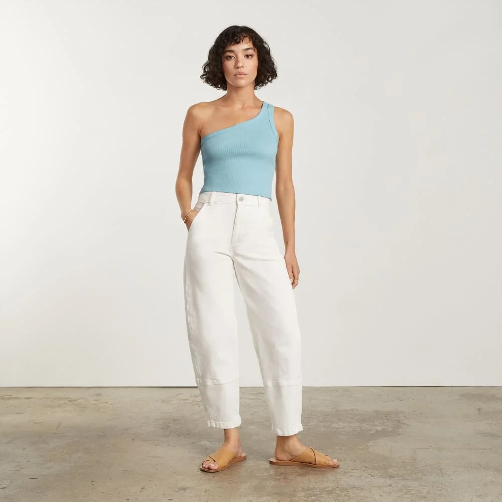 The Ribbed One-Shoulder Tank | Ice Blue (5)