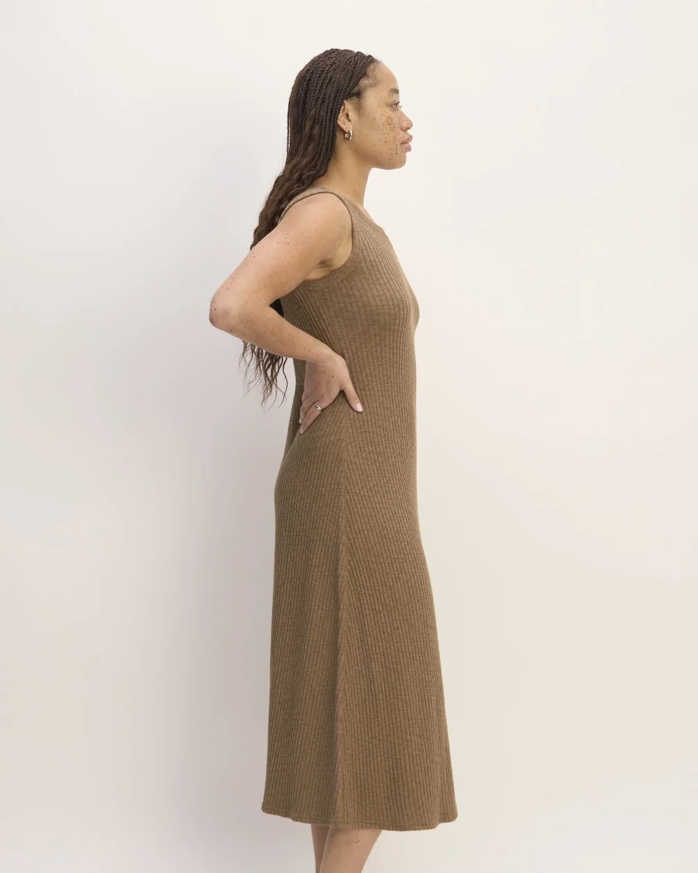 The Rib-Knit A-Line Tank Dress | Carob Brown (5)