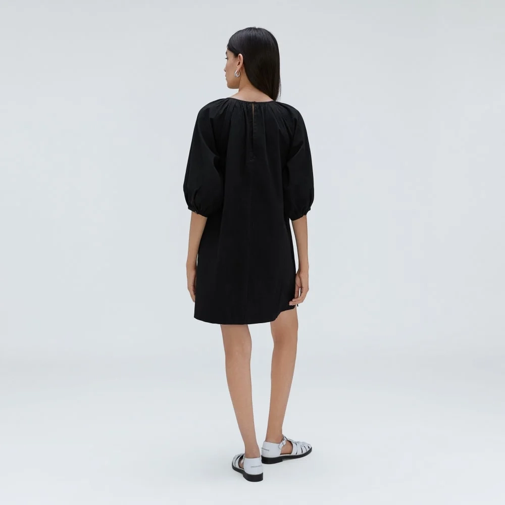 The Seersucker Puff Sleeve Dress | Black (4)