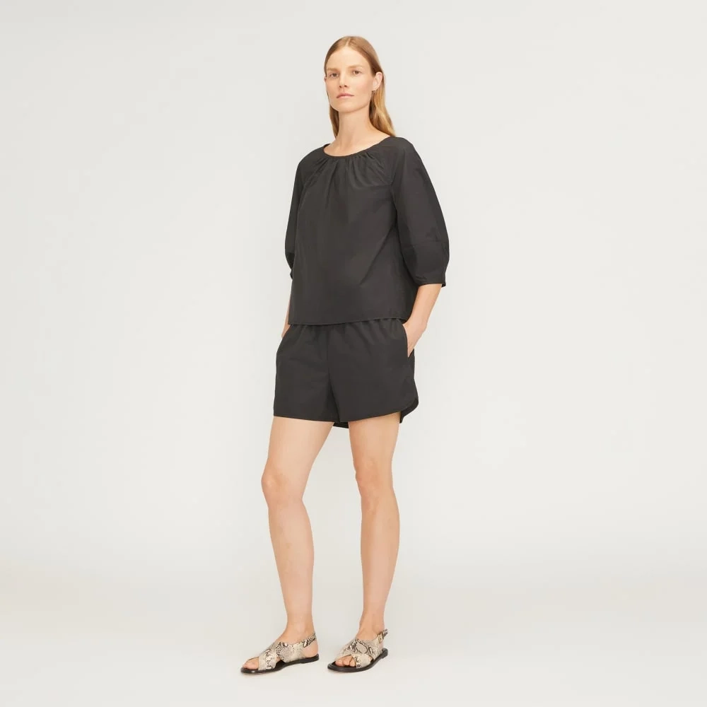 The Poplin Scoop-Neck Top | Black (6)