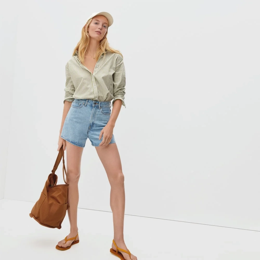 The A-Line Denim Short | Powder Blue (5)