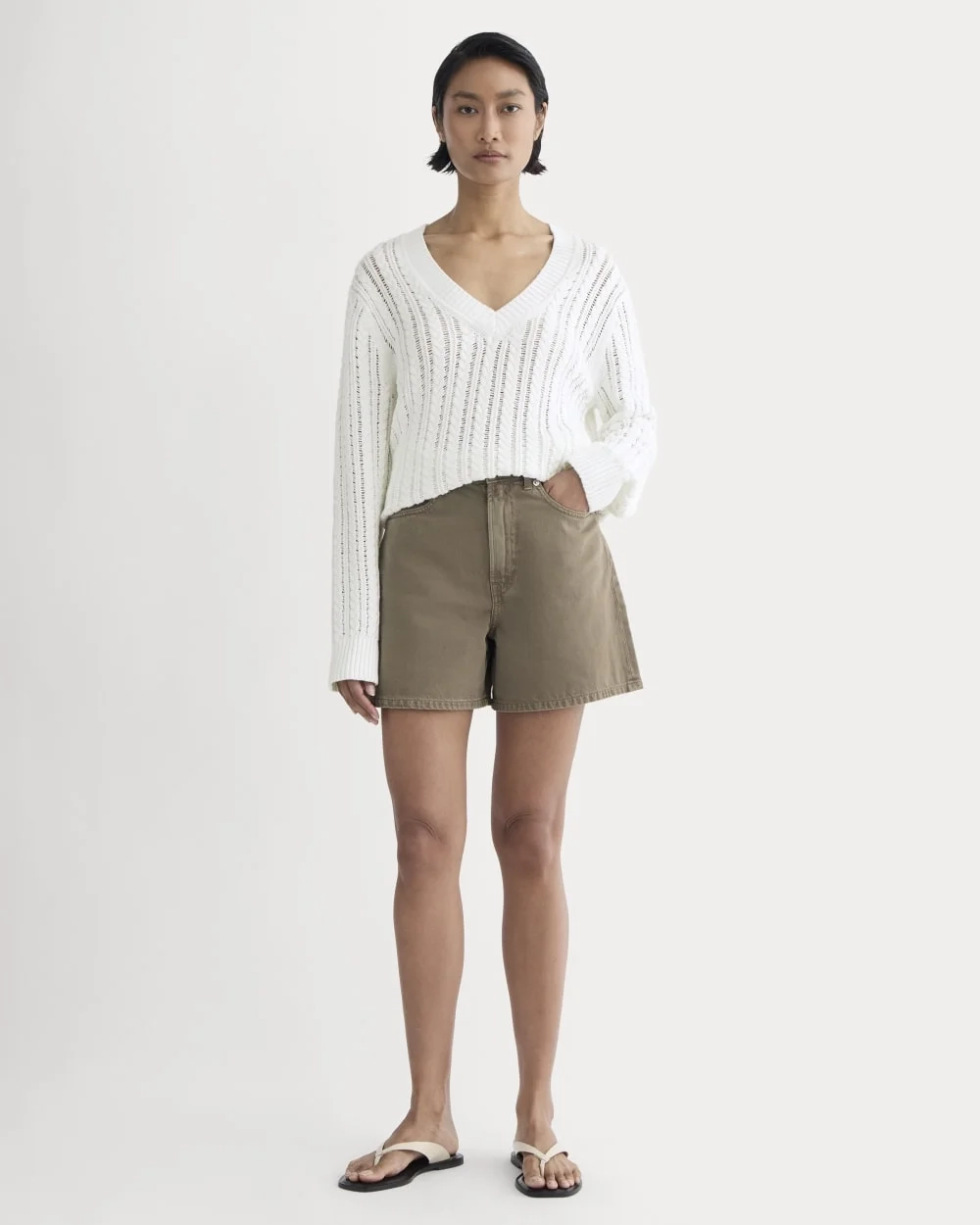 The A-Line Denim Short | Garment-Dyed Chocolate