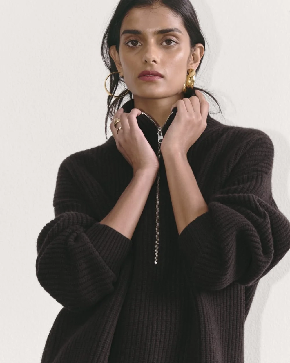 The Half-Zip Sweater in Luxe Merino | Black (3)