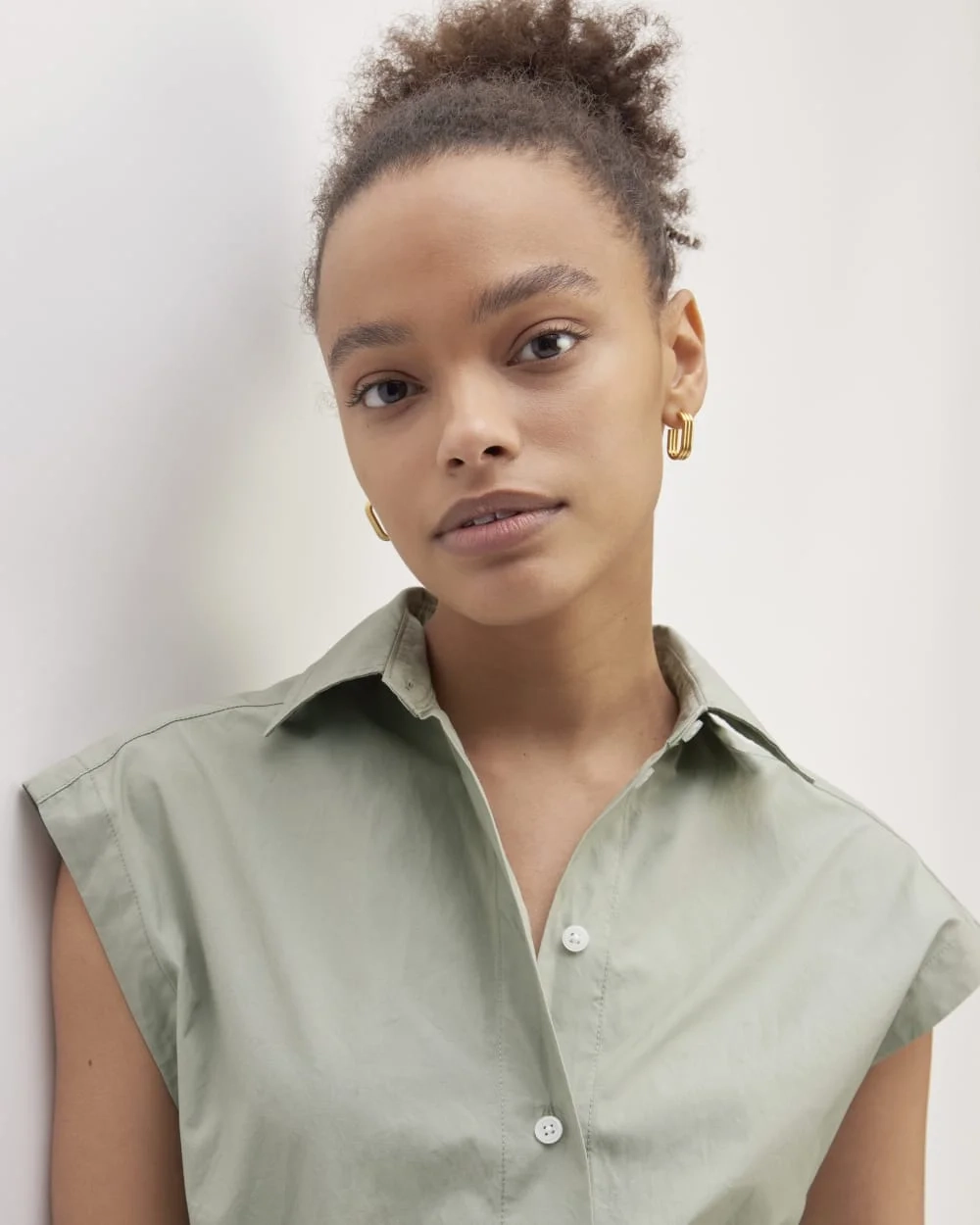The Supima® Cotton Short-Sleeve Shirt Dress | Sage Green (2)