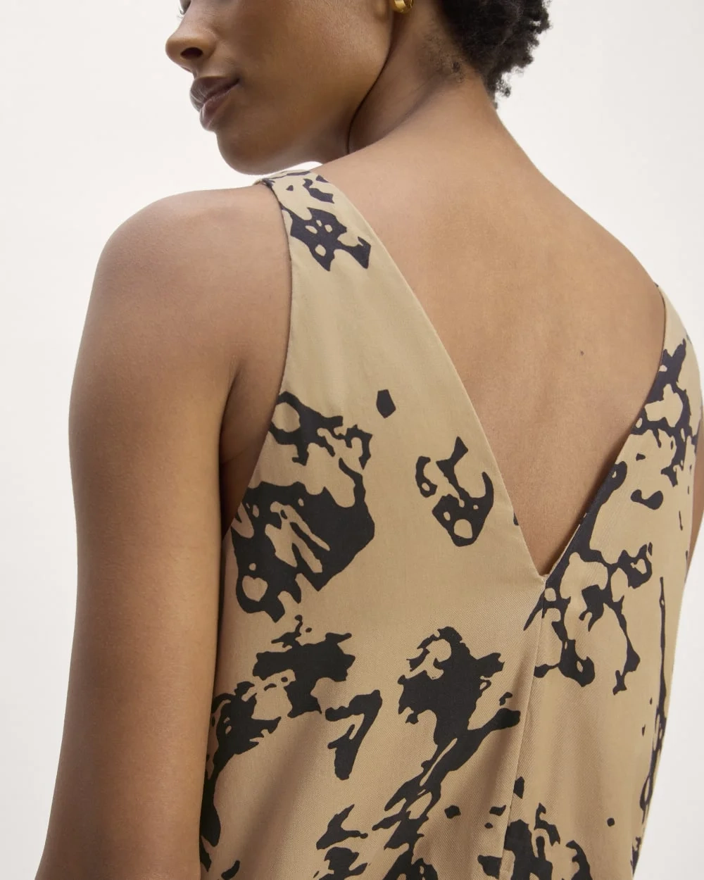 The TENCEL™ Midi Slip Dress | Black / Cornstalk Abstract (5)