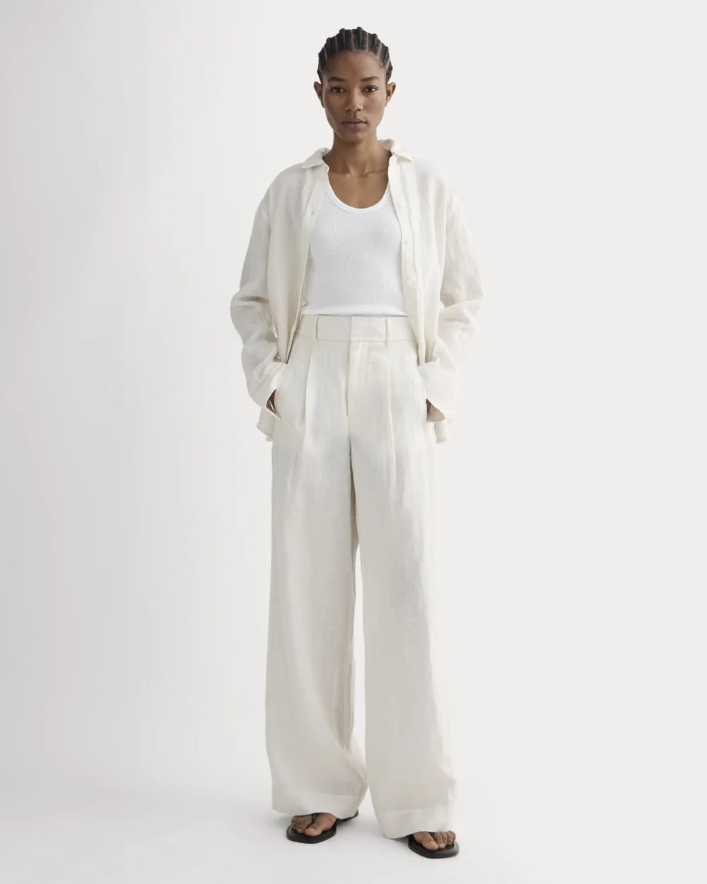 The Linen Way-High® Drape Pant  | Natural Chambray