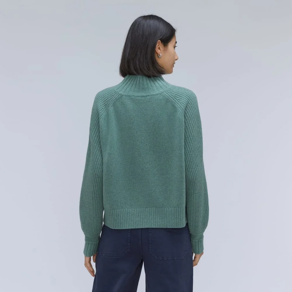 The Cashmere Ribbed Turtleneck | Heathered Dusty Aqua (4)
