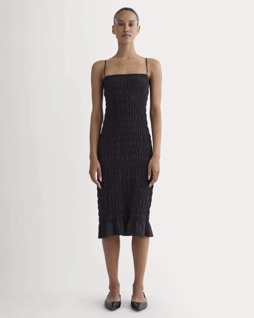 The Smocked Column Dress | Black