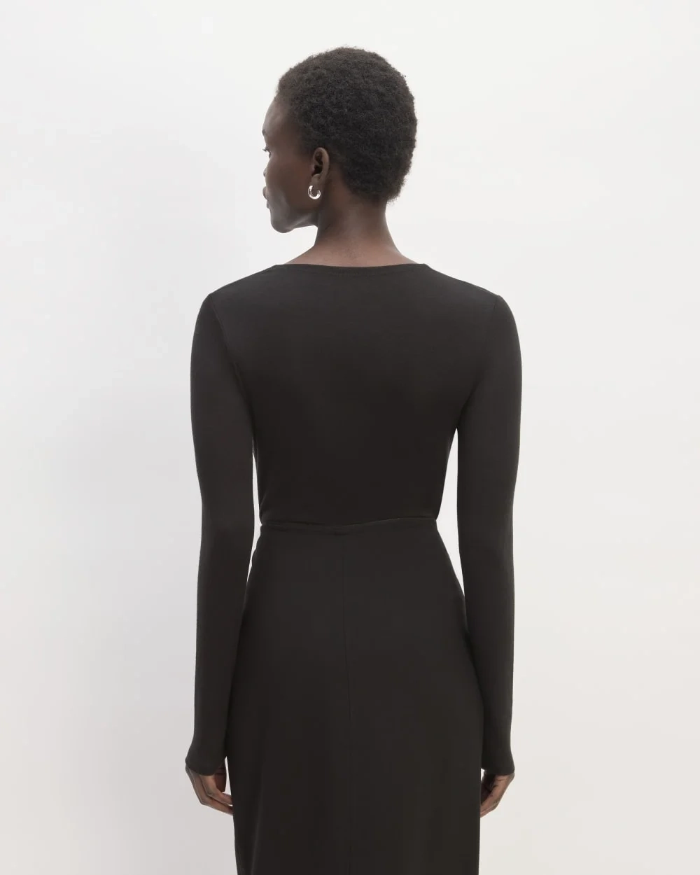 The Ruched V-Neck Tee in Butterluxe | Black (3)