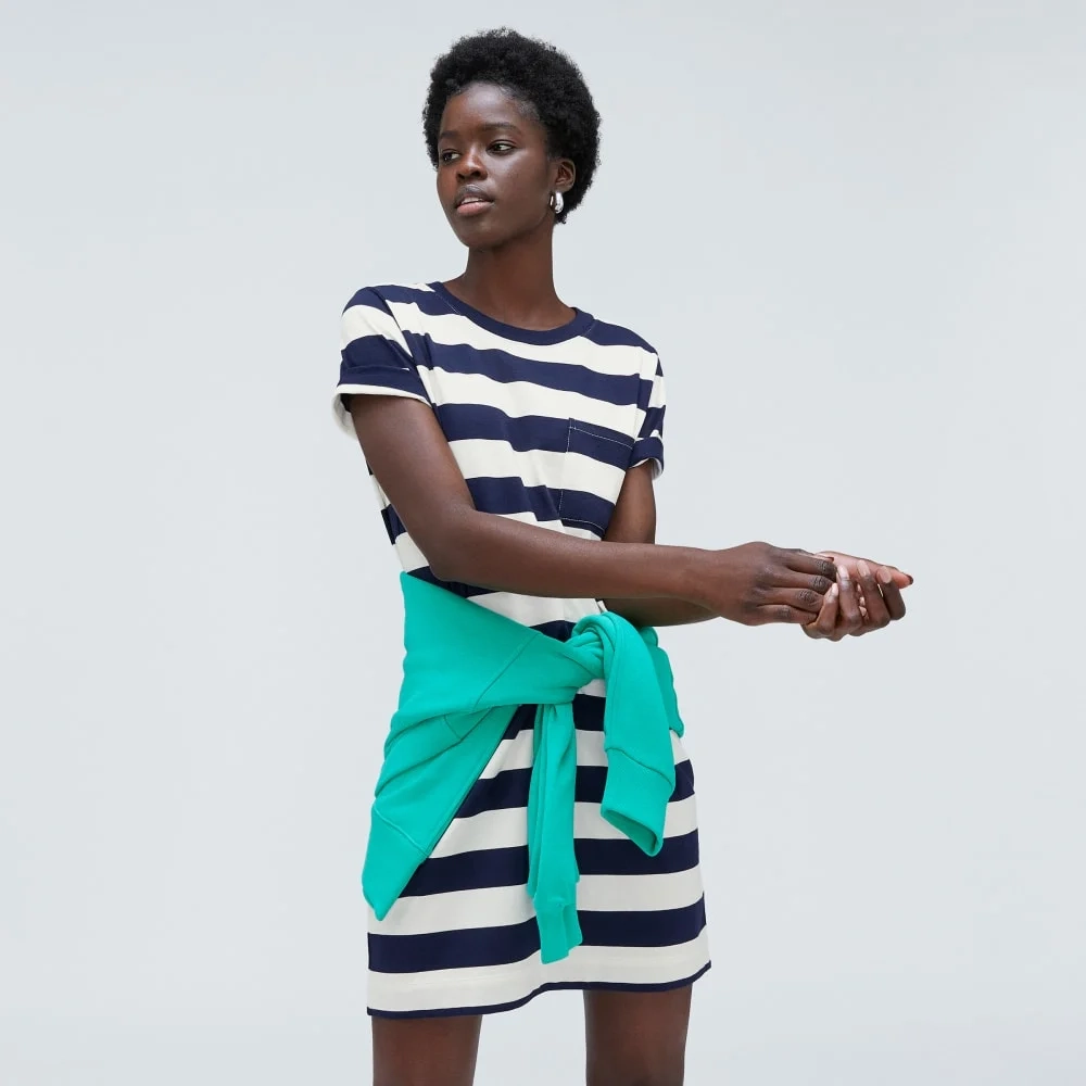 The Organic Cotton Weekend Tee Dress | Navy / Canvas (3)