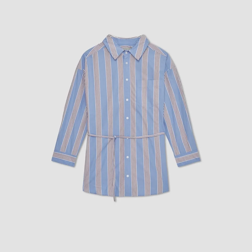 The Poplin Tie Back Shirt | Blue Opal / Cabernet / White (3)