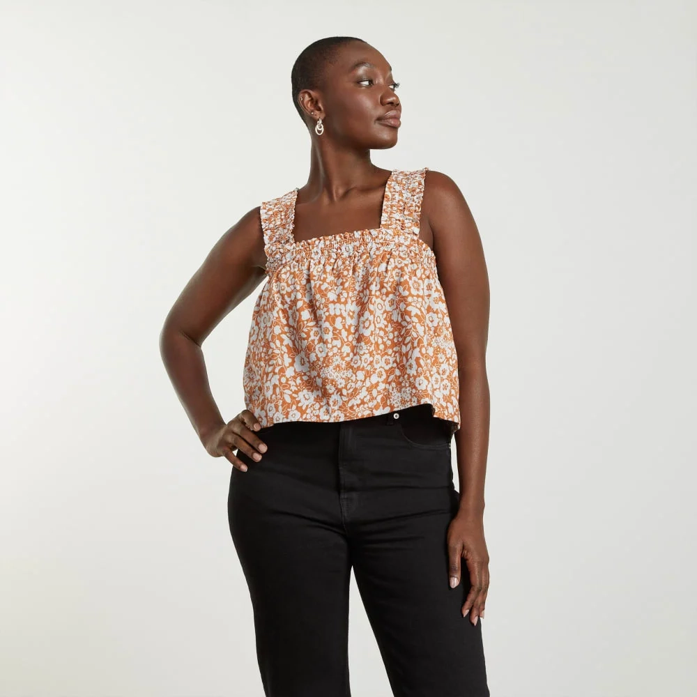 The Smocked Linen Cami | Honey Floral (5)