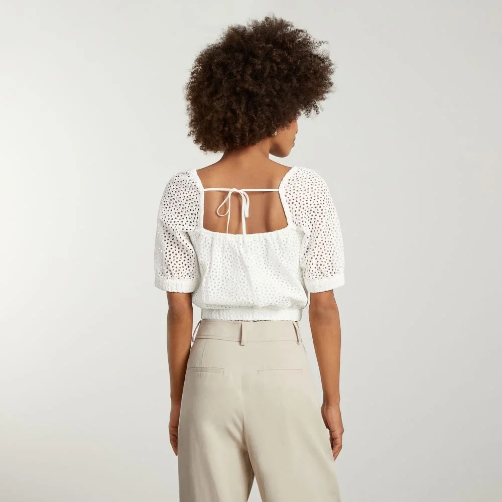 The Eyelet Puff Sleeve Top | White (5)