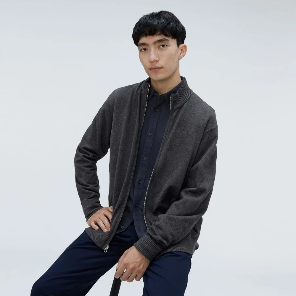The No-Sweat Full Zip Sweater | Heather Ash (3)