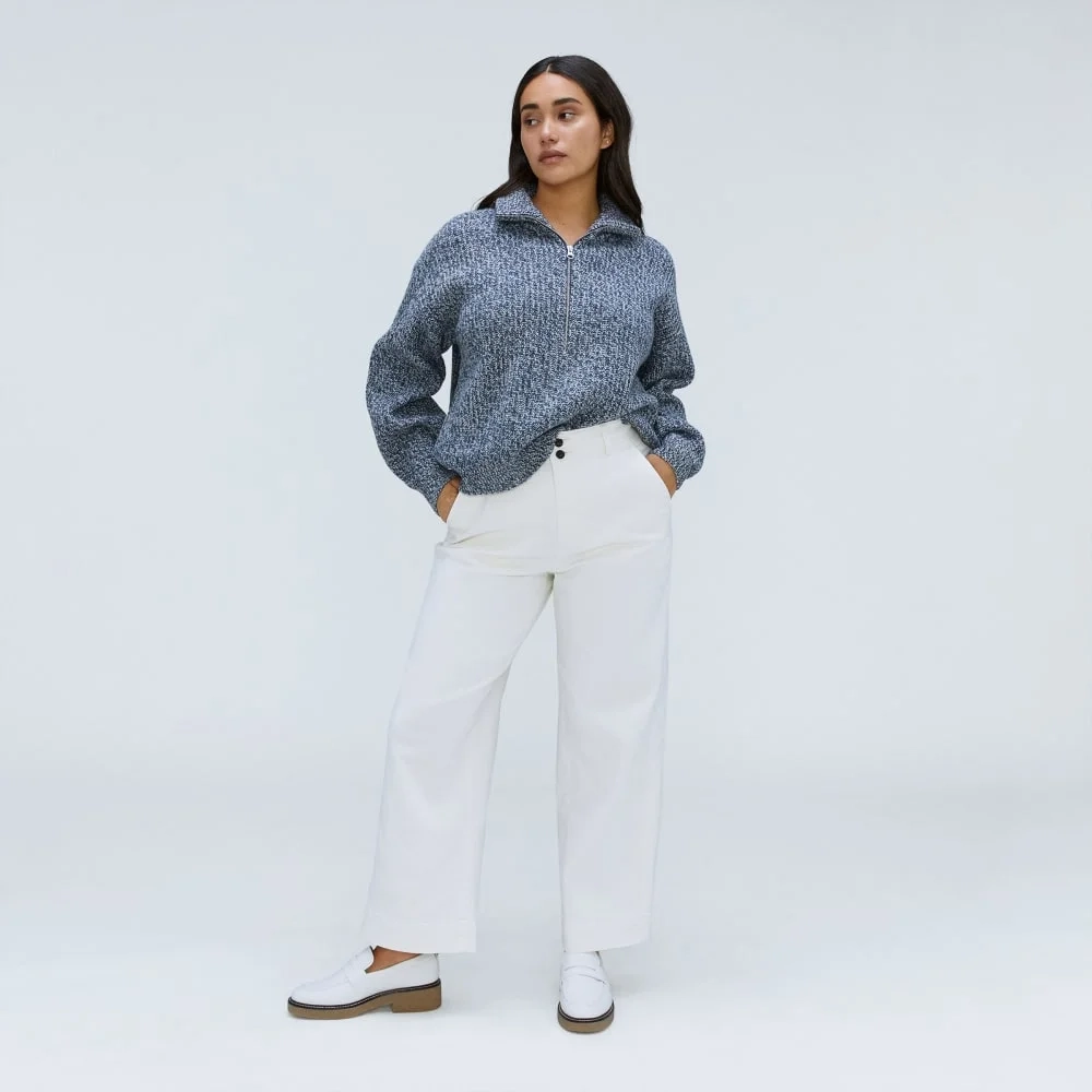 The Half-Zip Sweater in Luxe Merino | Dark Mallard / Oat Twist (5)