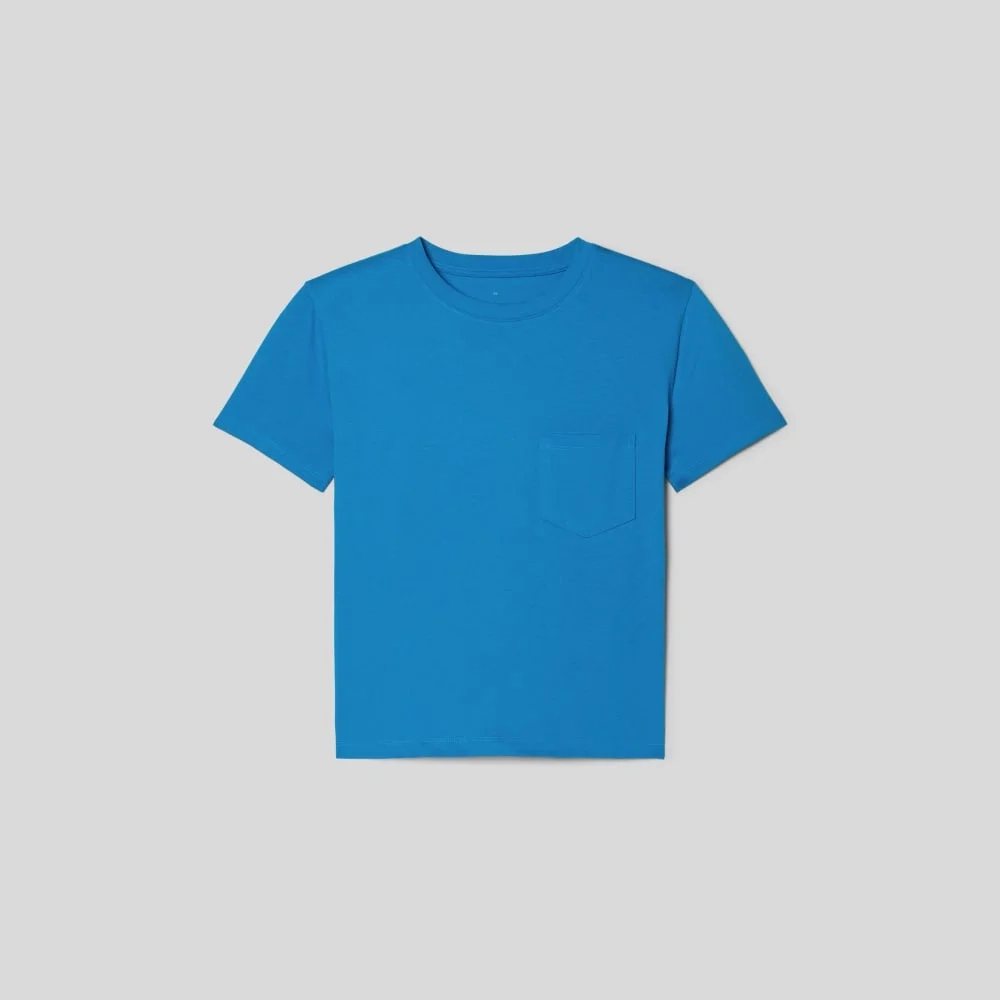 The Box-Cut Tee in Essential Cotton | Brilliant Blue | Pocket (2)