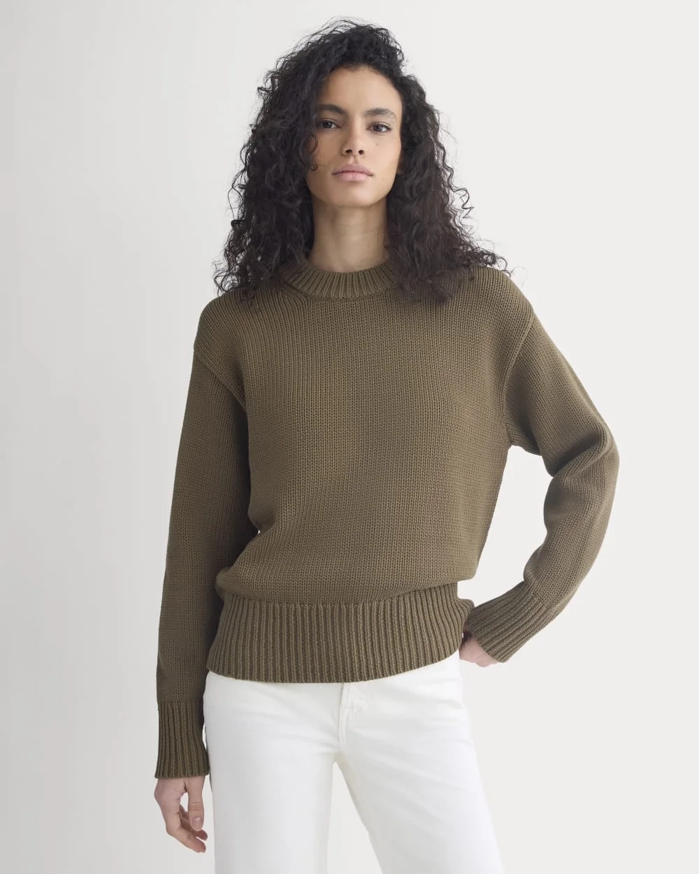 Oversized Cocoon Crew in Elevated Cotton | Beech (3)