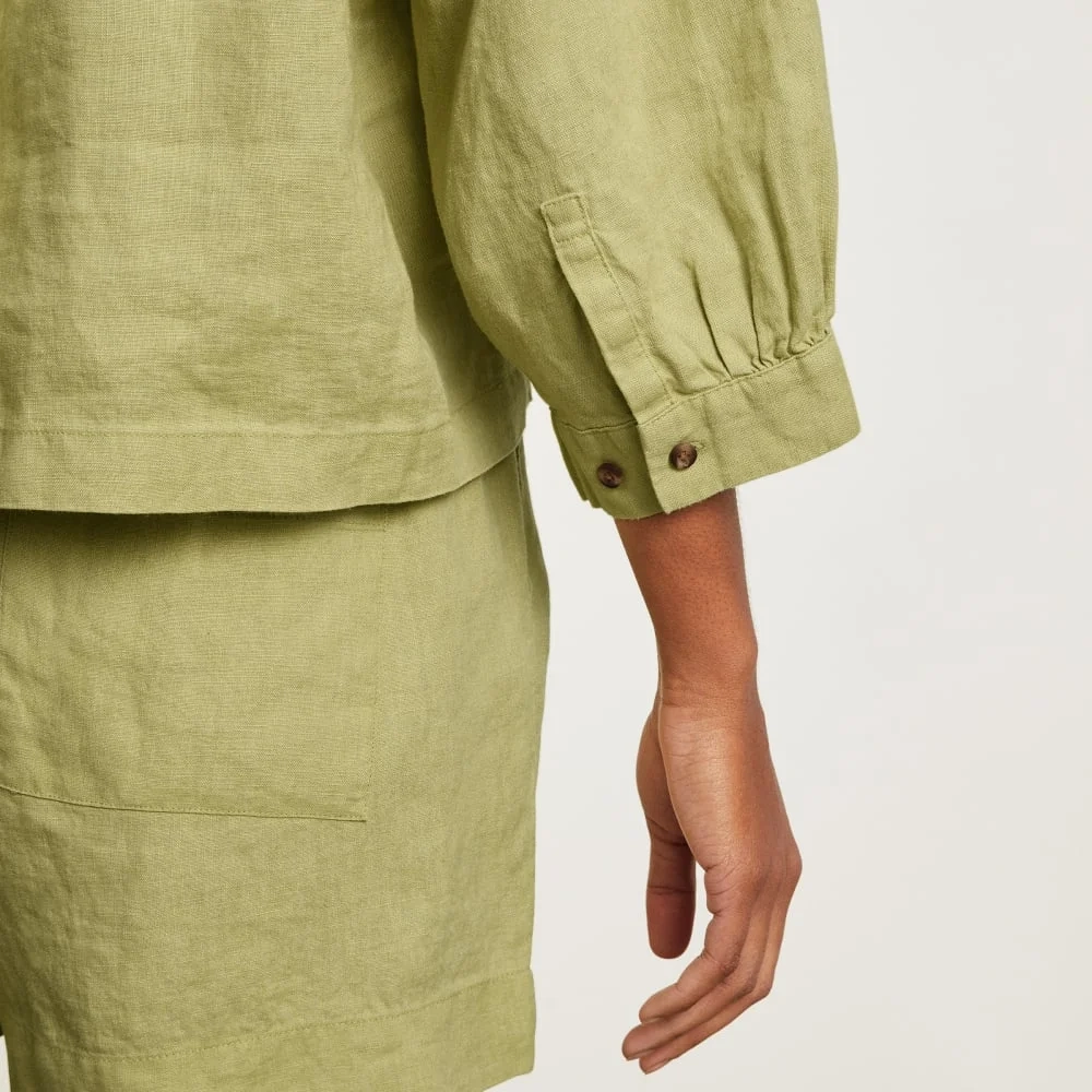 The Linen Billow Blouse | Leek (5)