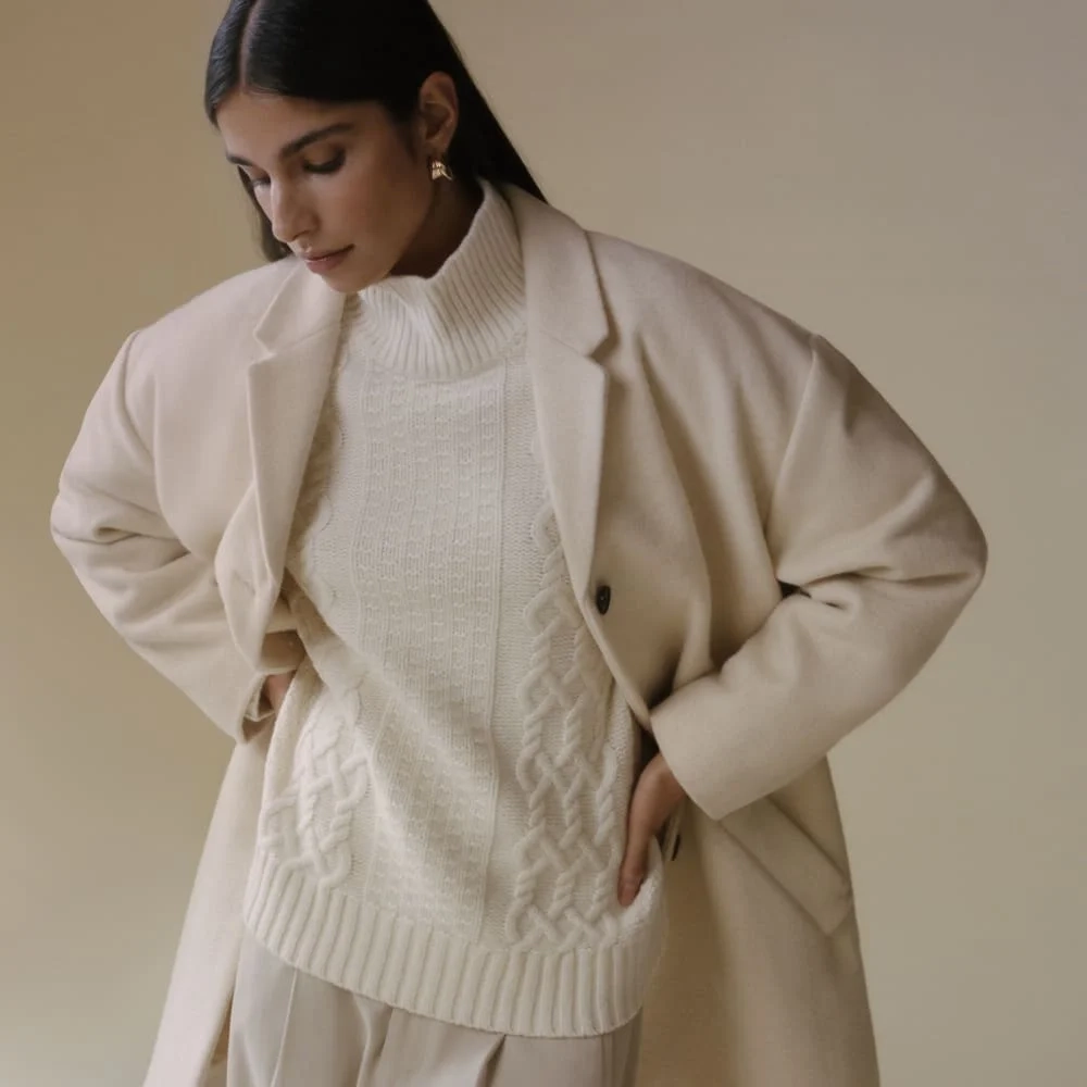 The Felted Merino Cable Sweater | Bone (5)