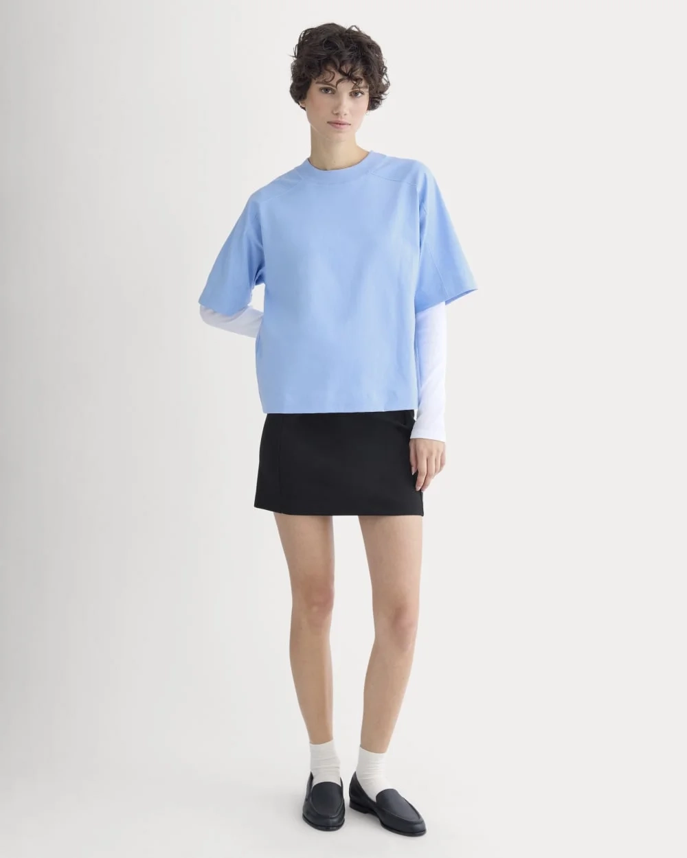 Oversized Seamed Tee | Open Air Blue (2)