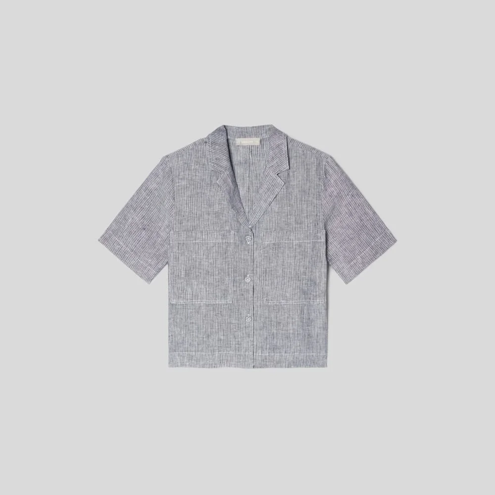 The Linen Workwear Shirt | Canvas Tan / Navy (4)