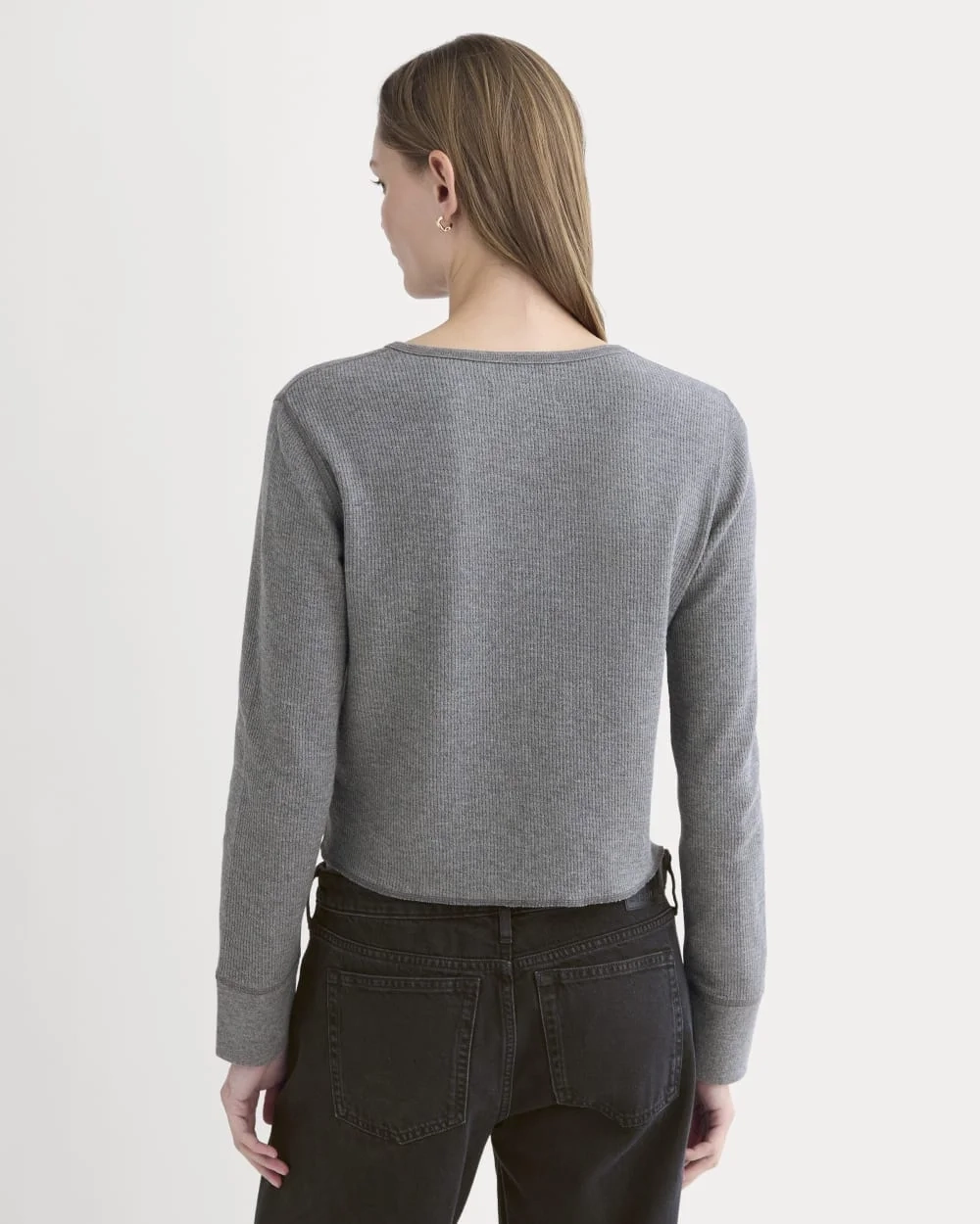 Boxy Henley in Cozy Waffle | Heathered Charcoal (5)