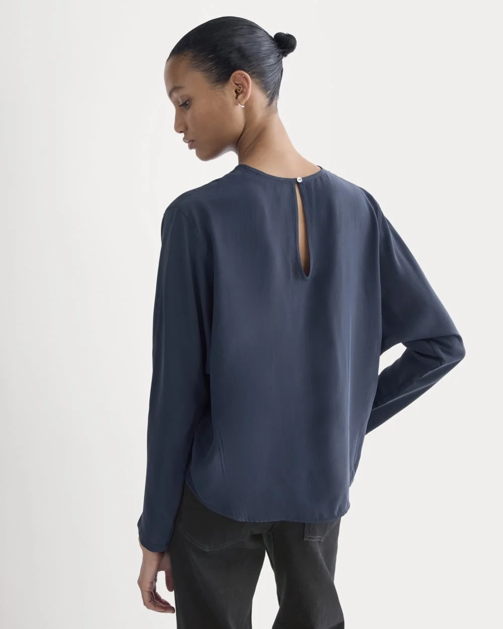 Dolman Top in Washable Silk | Navy (3)