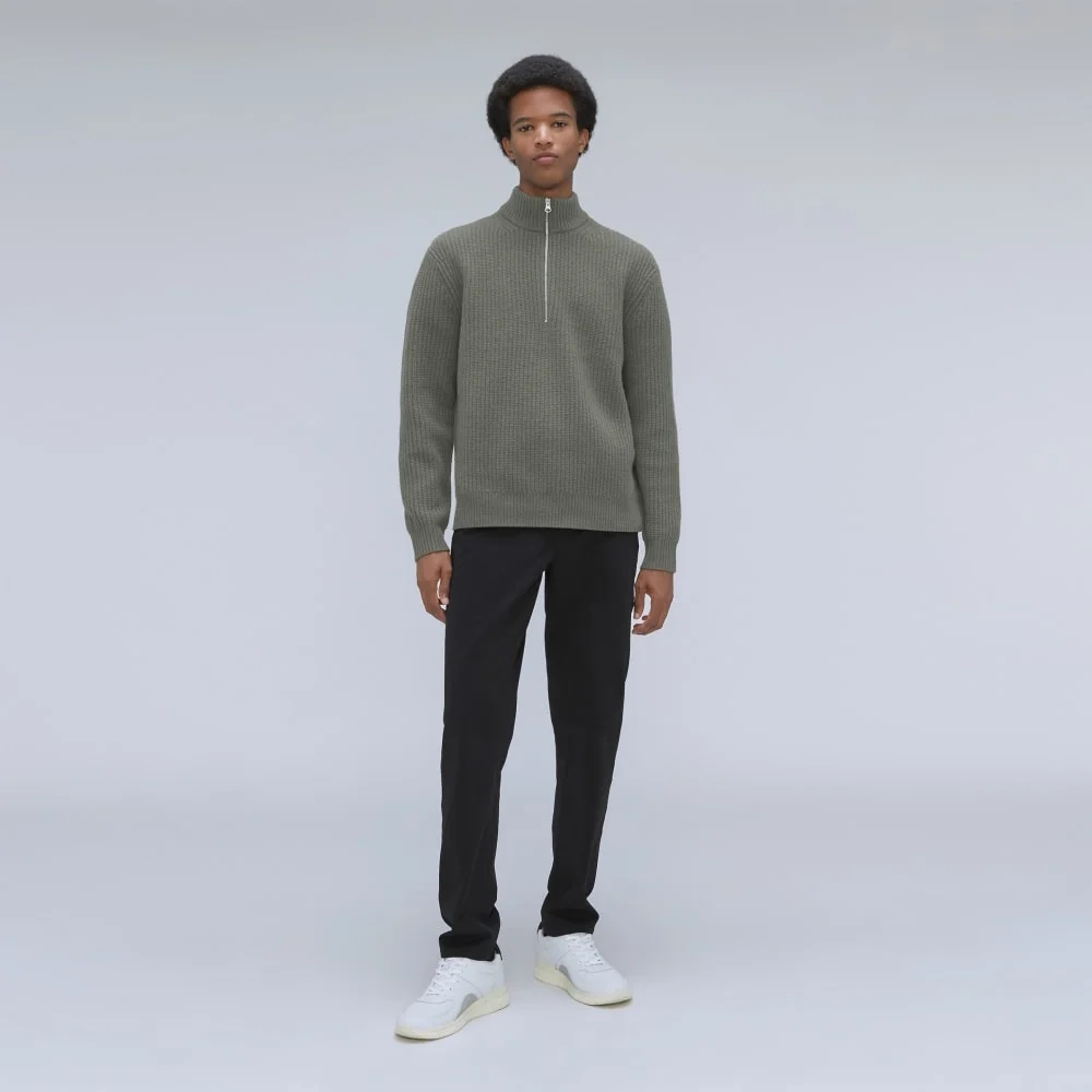 The Felted Merino Half-Zip Sweater | Storm Green (4)