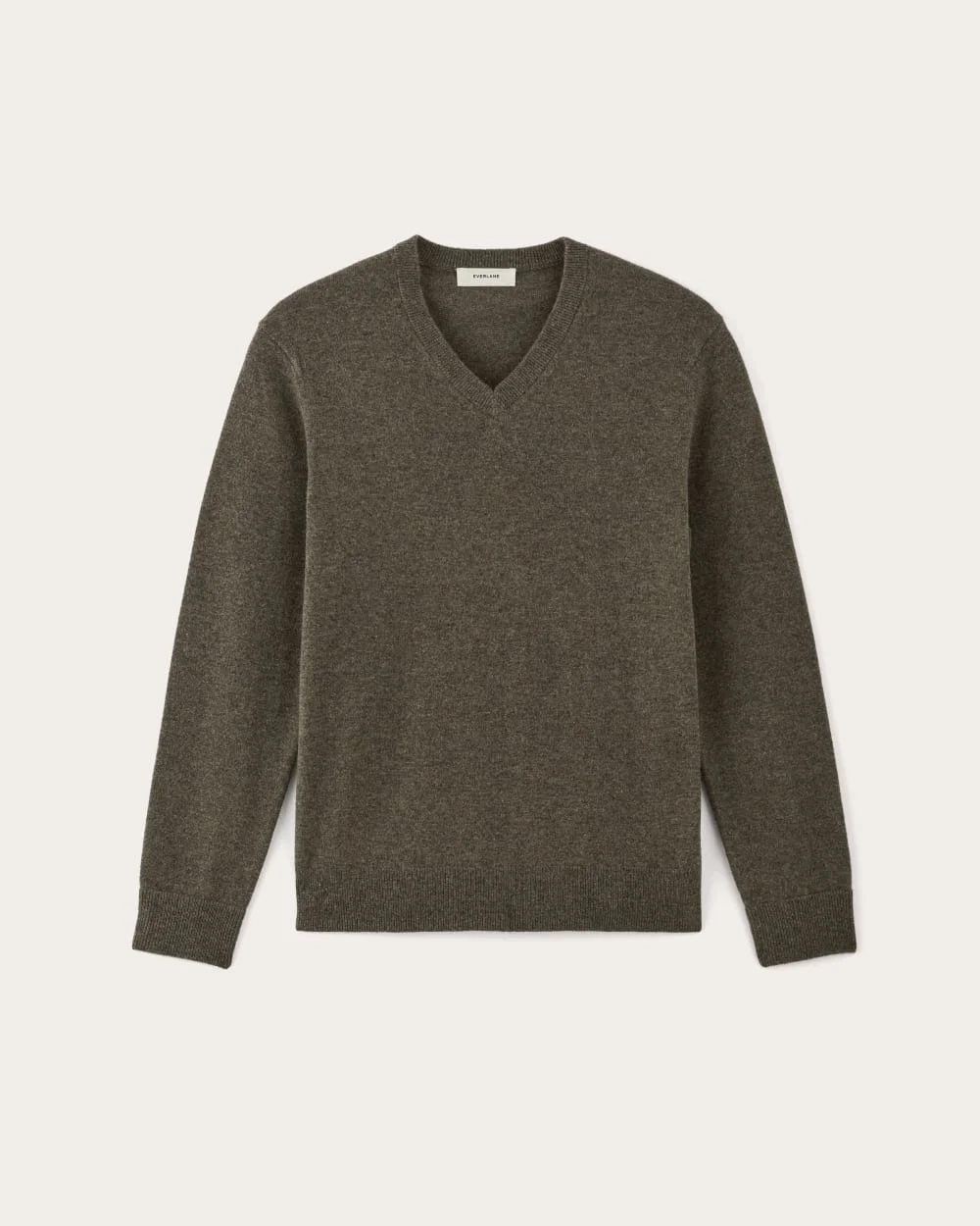 The Cashmere V-Neck Sweater | Heathered Army Green (4)