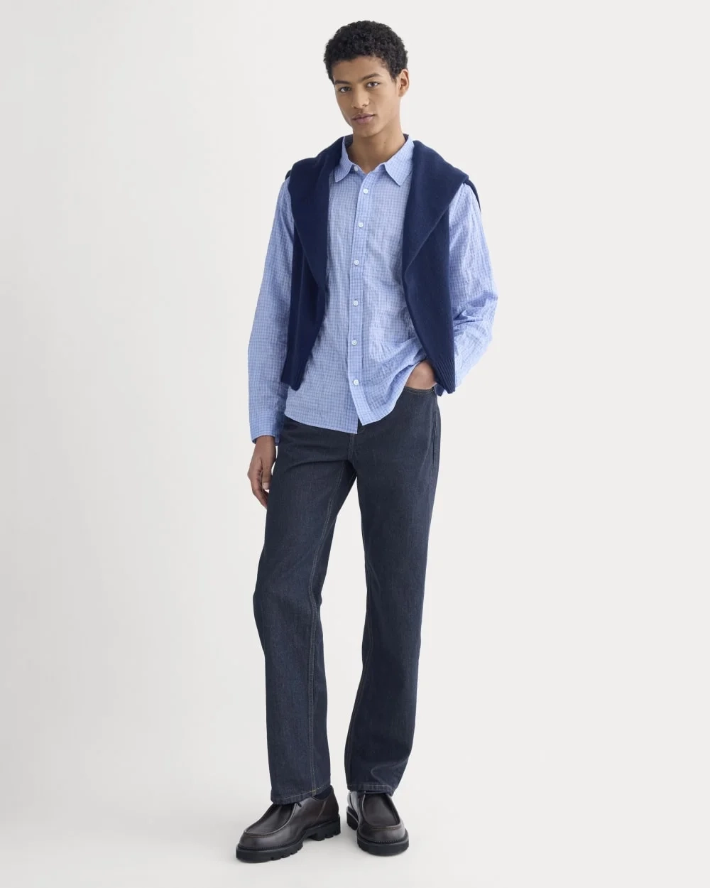 Textured Voile Button-Up Shirt | Open Air Plaid (3)