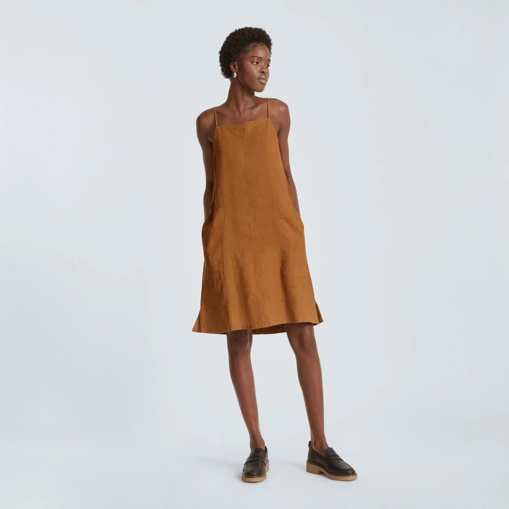 The Linen Apron Dress | Tawny Brown (5)