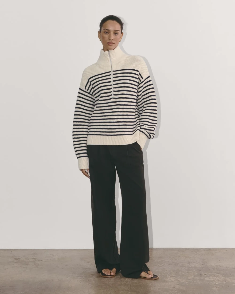 The Half-Zip in Everyday Cotton | Canvas / Navy (3)